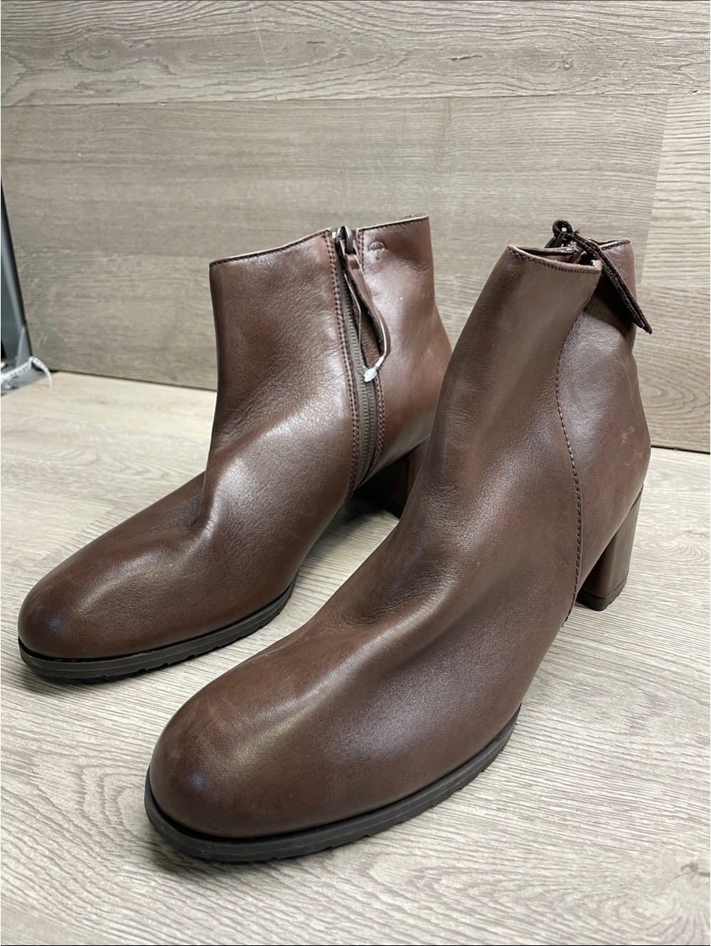 Naturalizer Dark Brown Leather Ankle Boots with Block Heel #1345